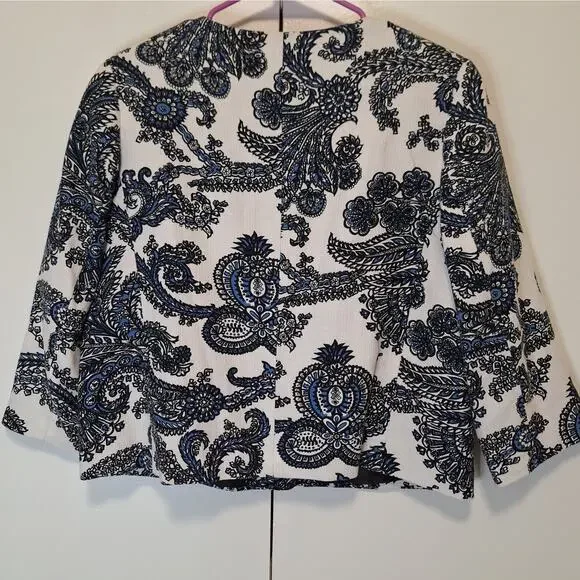 Talbots Elegant Blue Paisley Blazer EUC Womens Size 8 - Picture 5 of 7